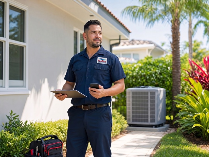Freedom Air technician preparing service details