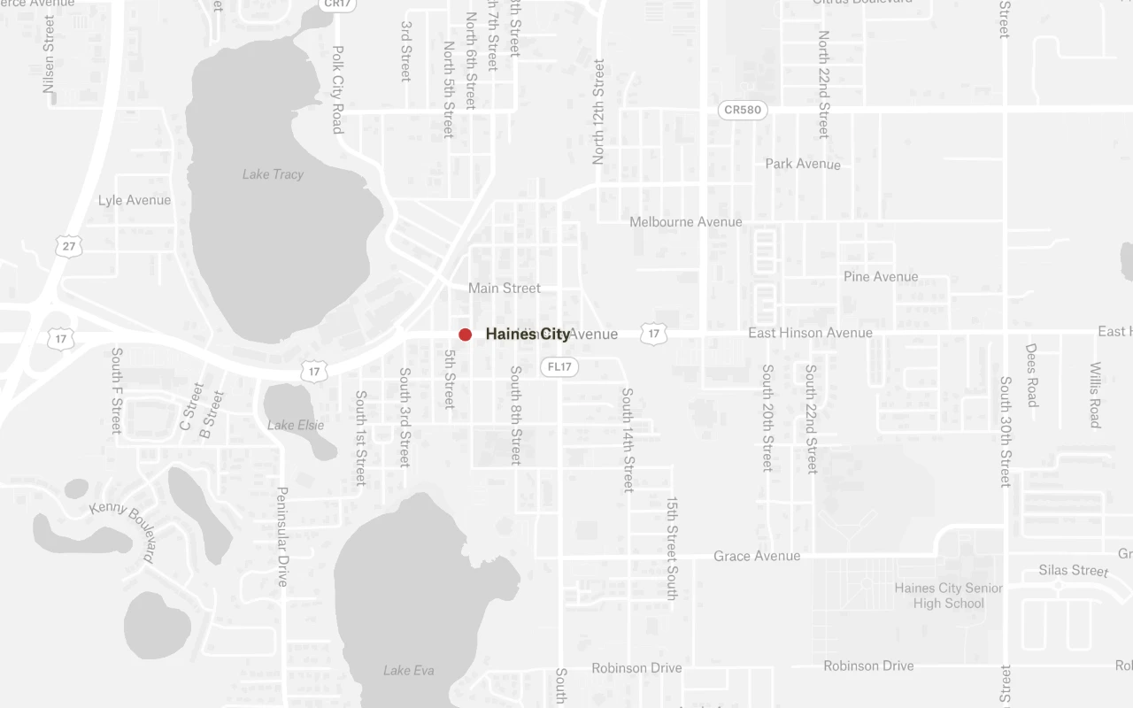Map highlighting the Haines City service area for Freedom Air Conditioning